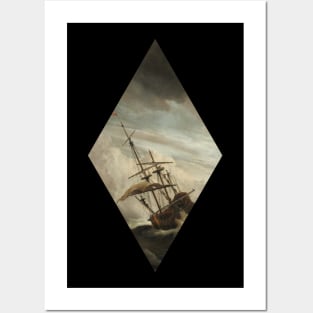 Minimalistic - Diamond oil painting of a ship Posters and Art